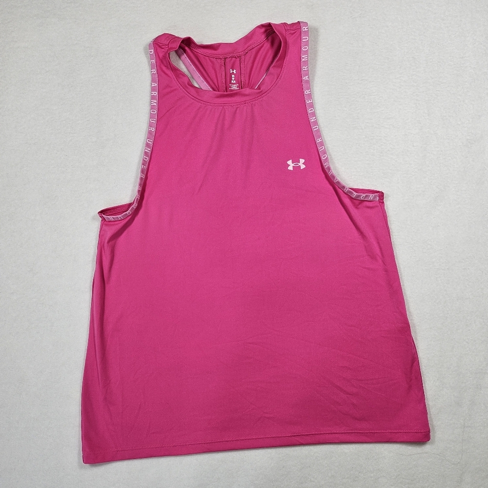Under Armour Pink Knockout Logo Taped Racerback Tank Top - XS